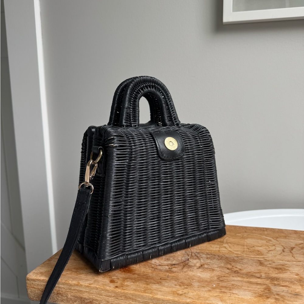 Black Rattan/Woven Handbag